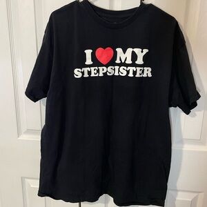 Black 'I Love My Stepsister' Graphic Tee